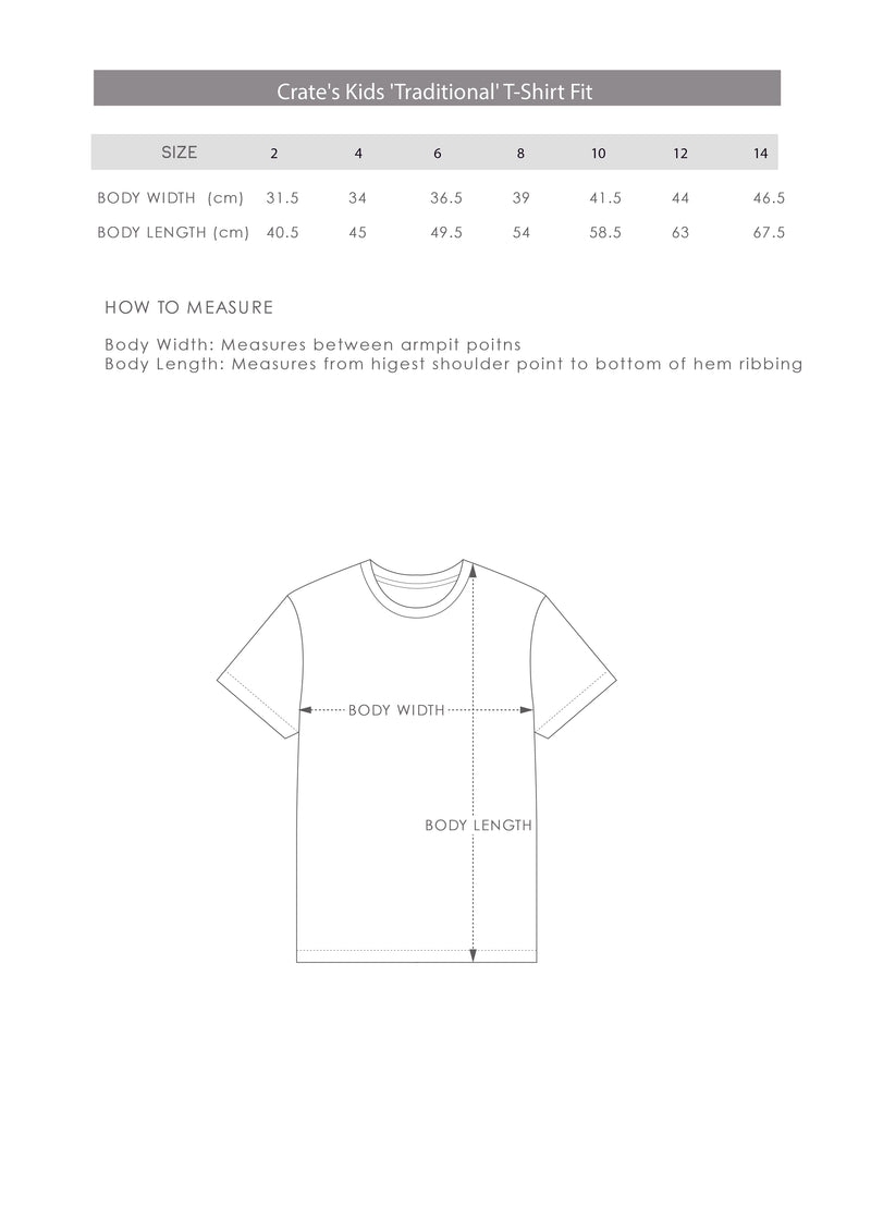 kids tee size chart