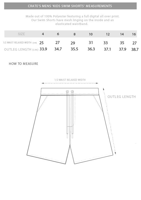 kids swim shorts size chart