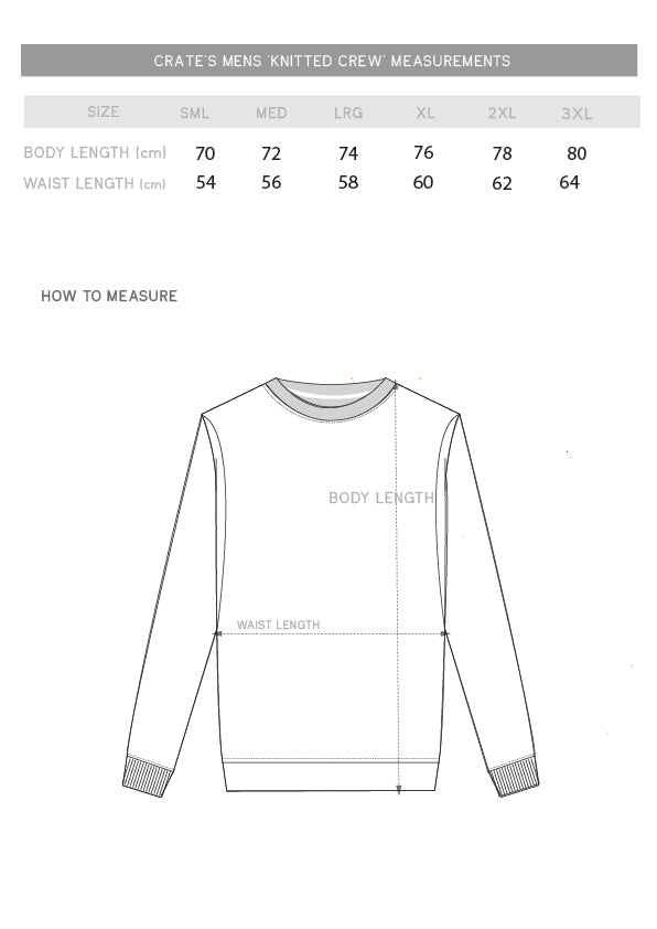 frankie knit crew size chart