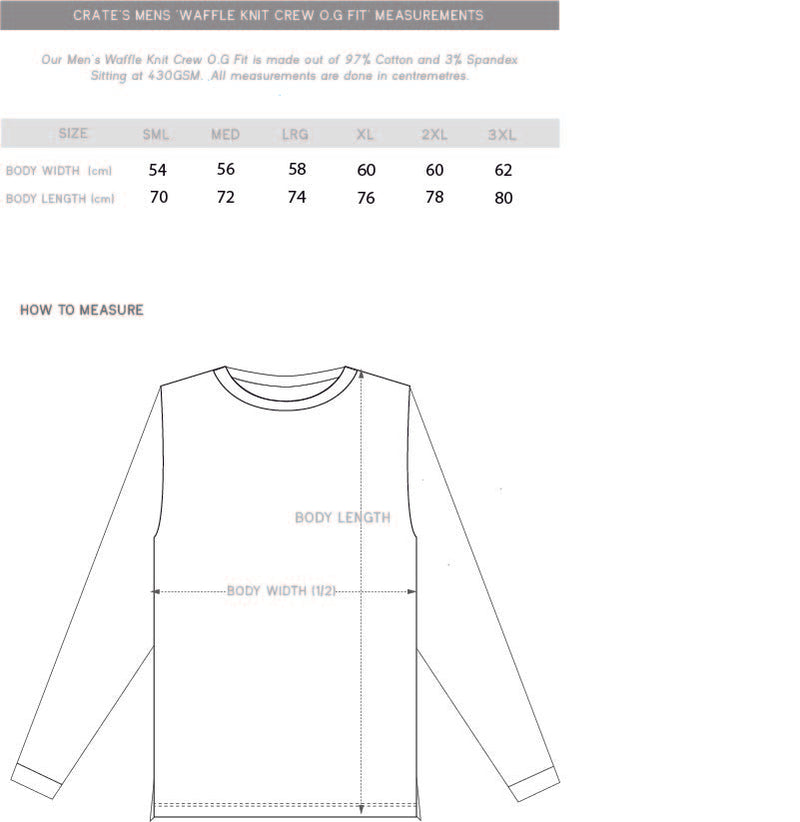 waffle crew size chart