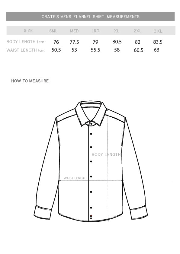 mason flannel shirt size chart