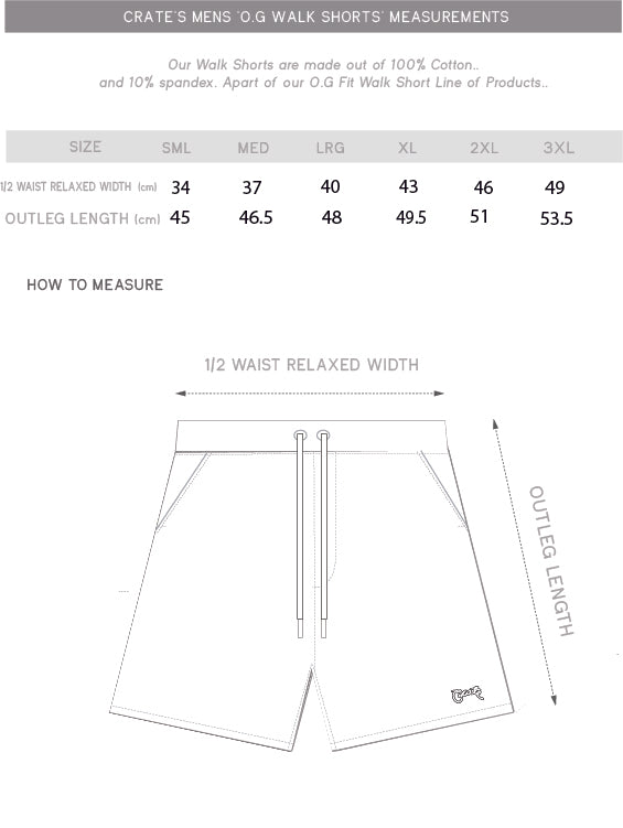 walk short size chart