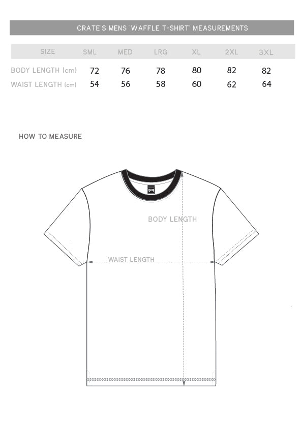 waffle tee size chart