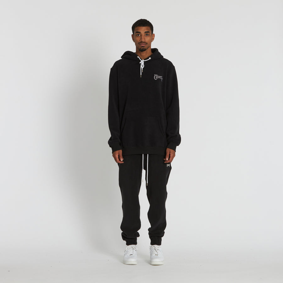 BASIC SCRIPT POLAR FLEECE TRACK PANTS