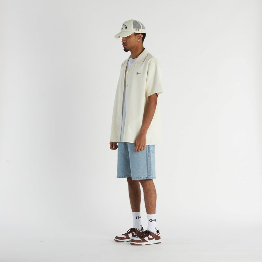 Men's Script Cuban Colar SS Shirt