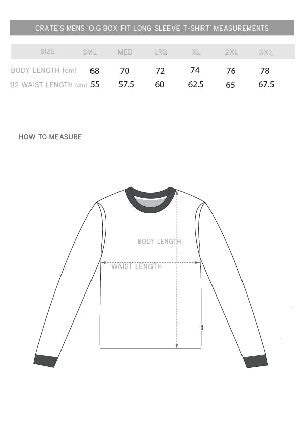 box fit long sleeve size chart