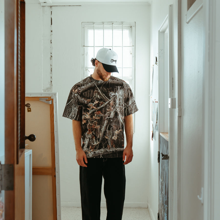 CRATE TREE CAMO SCRIPTED BOX FIT T-SHIRT
