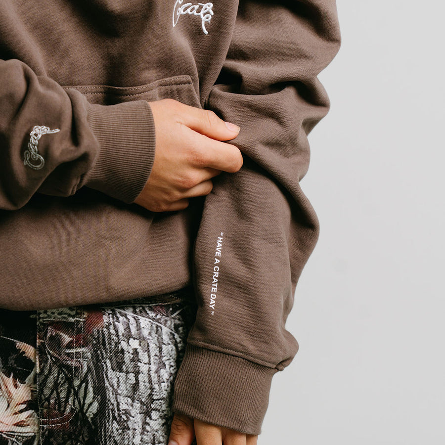 CRATE STAMP SCRIPT BOX FIT HOODIE