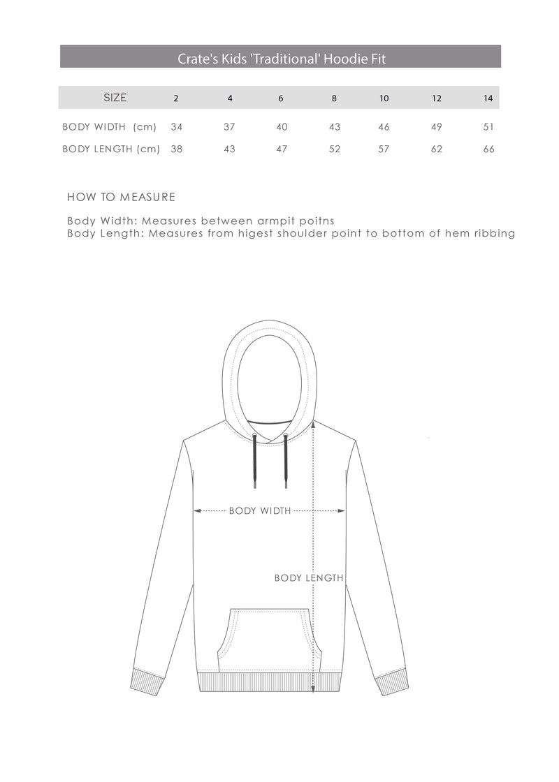 kids hoodie size chart