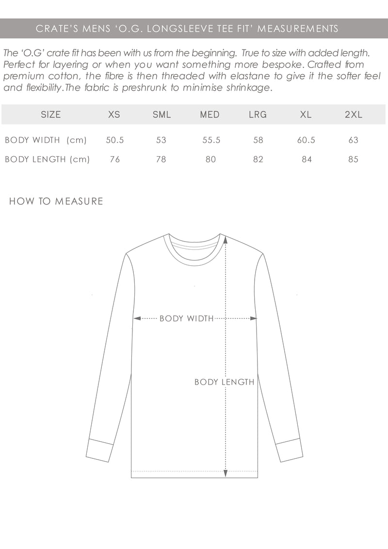 og longsleeve tee size chart