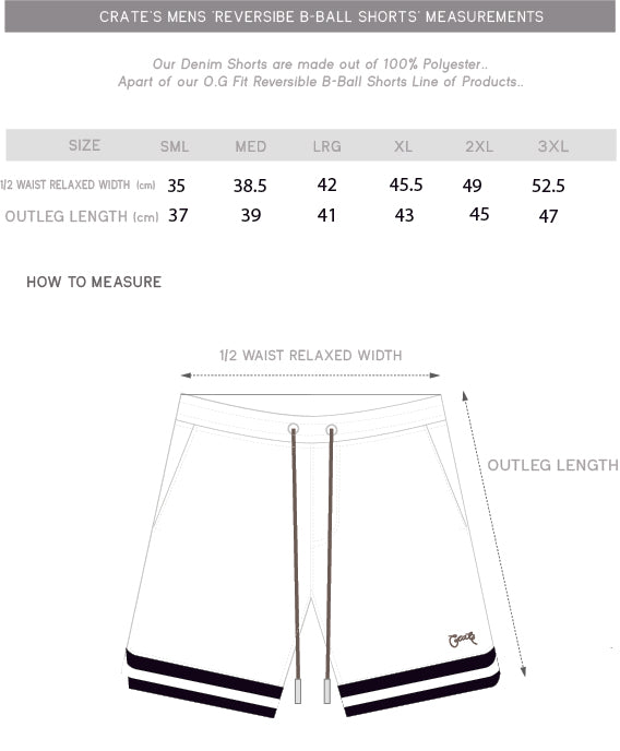reversible b ball shorts size chart