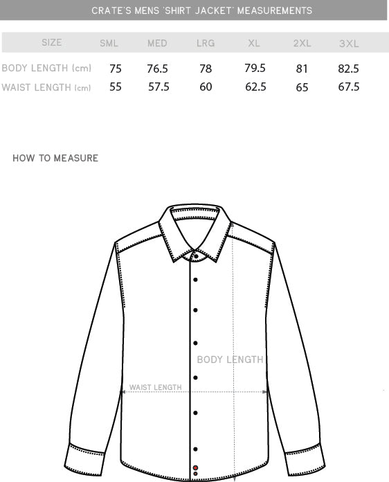 mason shacket size chart