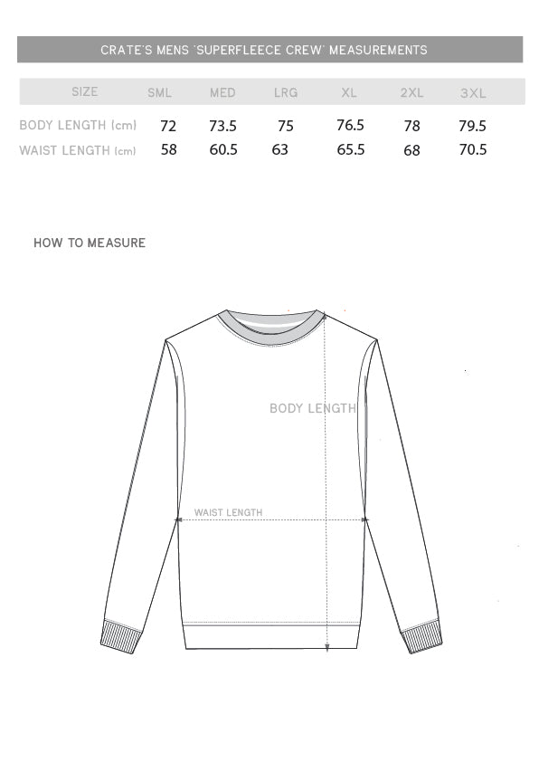 superfleece crew size chart