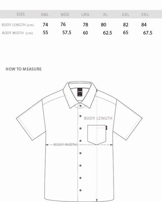 WAFFLE SS SHIRT SIZE CHART