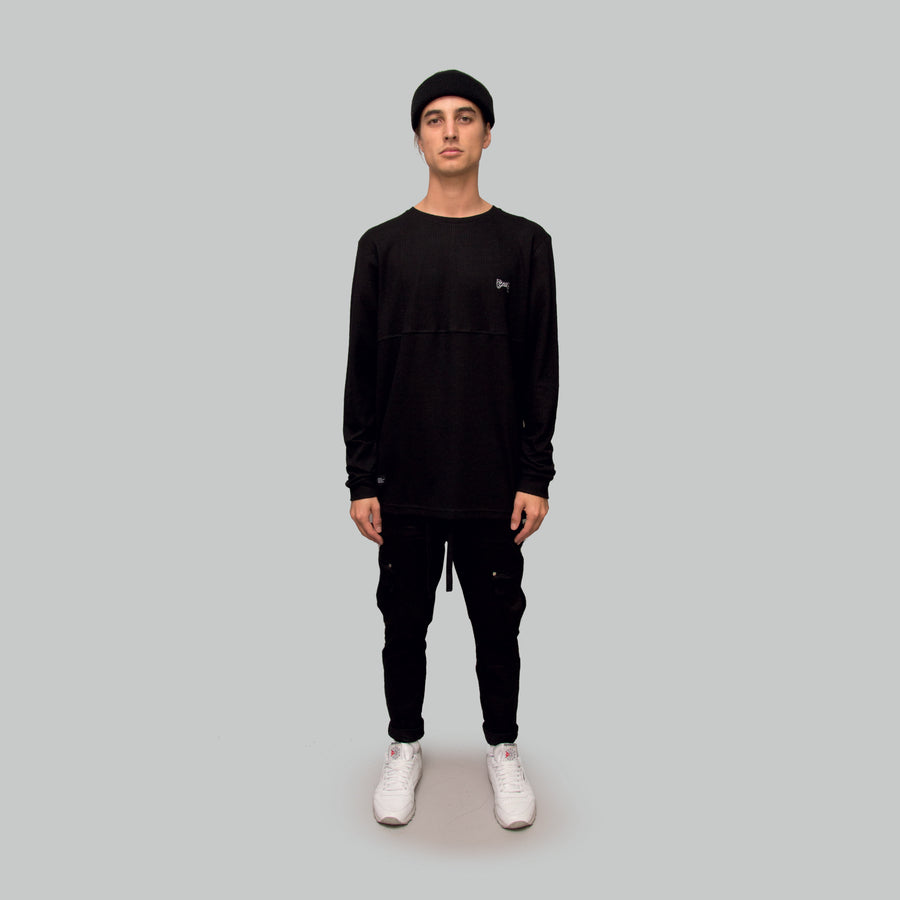 Mens Waffle Crew Long Sleeve