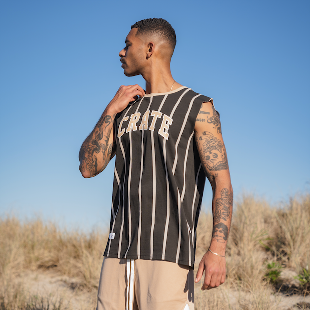 Mens Varsity Stripe Muscle Singlet