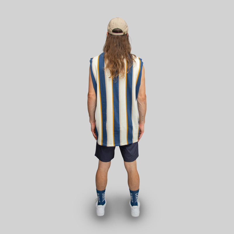 Mens Varsity Stripe Muscle Singlet