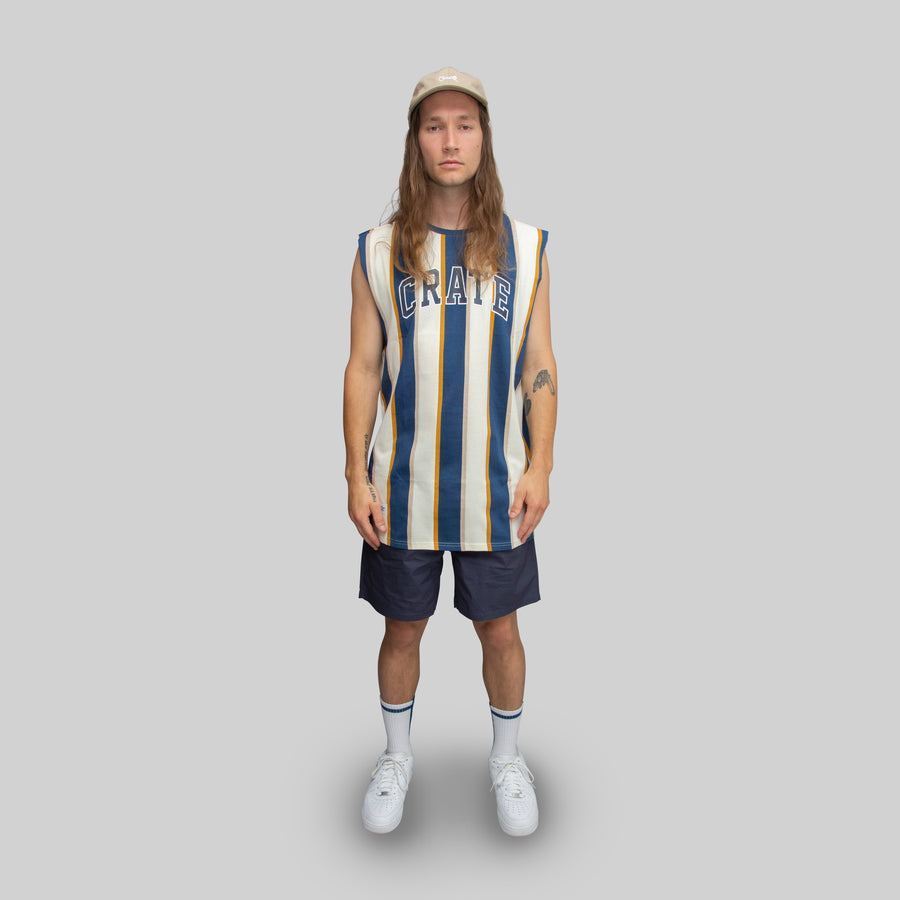 Mens Varsity Stripe Muscle Singlet