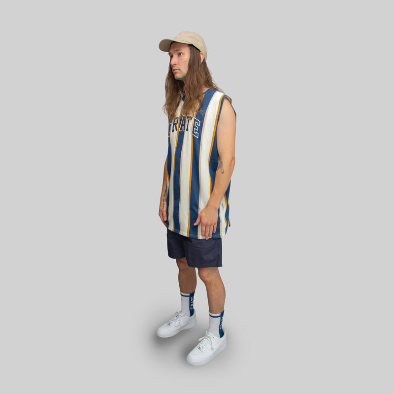 Mens Varsity Stripe Muscle Singlet